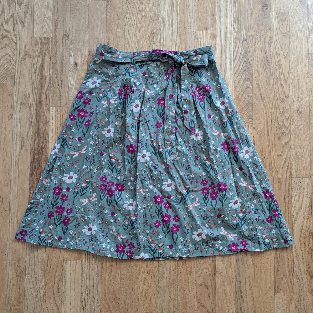 Modcloth Floral Midi Skirt in Green and Pink